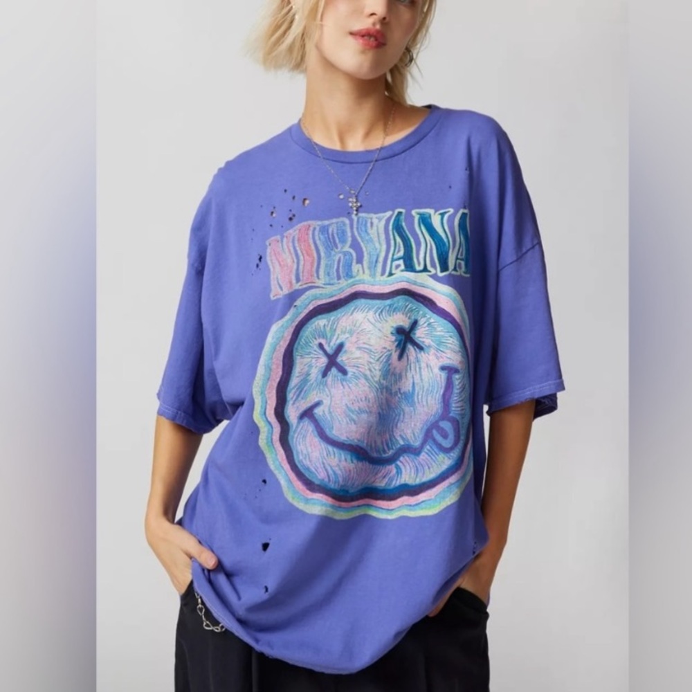 Nwt Nirvana distressed T-shirt dress purple size L/XL